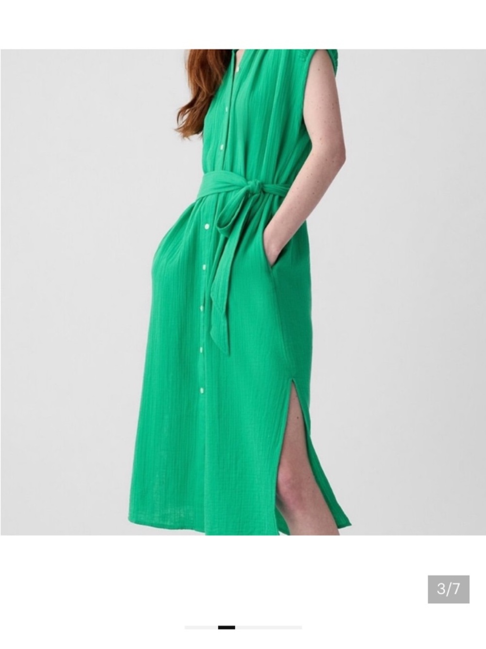 GAP cap sleeve gauze midi dress-MP